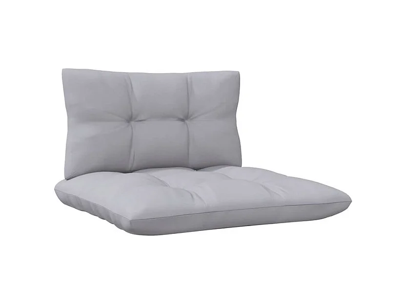 Canapé 2 places de jardin et coussins gris Bois de pin solide