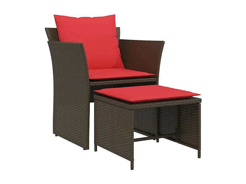 Chaise de jardin avec tabouret marron résine tressée