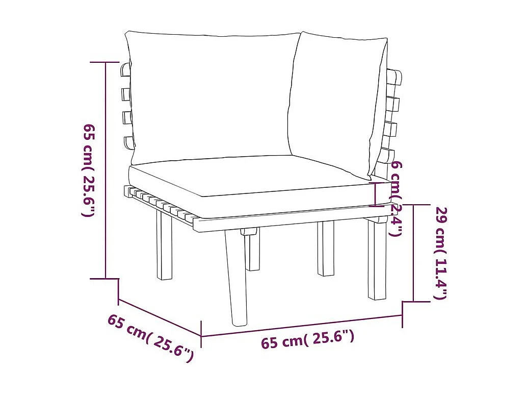 Salon de jardin 8 pcs avec coussins Bois d'acacia solide