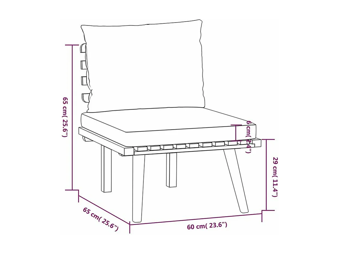Salon de jardin 8 pcs avec coussins Bois d'acacia solide