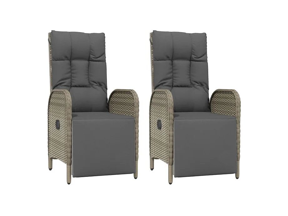 Ensemble à manger de jardin 3 pcs coussins gris résine tressée