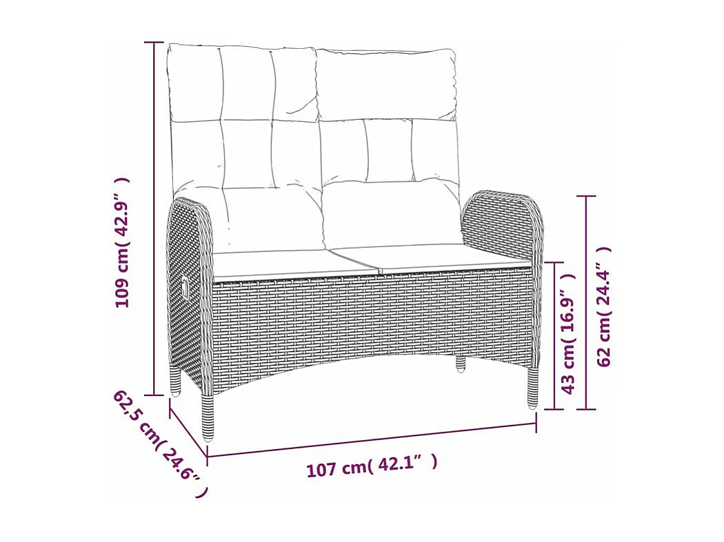 Ensemble à manger de jardin 3 pcs coussins gris résine tressée