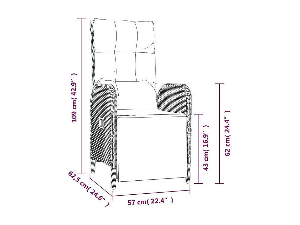 Ensemble à manger de jardin 3 pcs coussins gris résine tressée