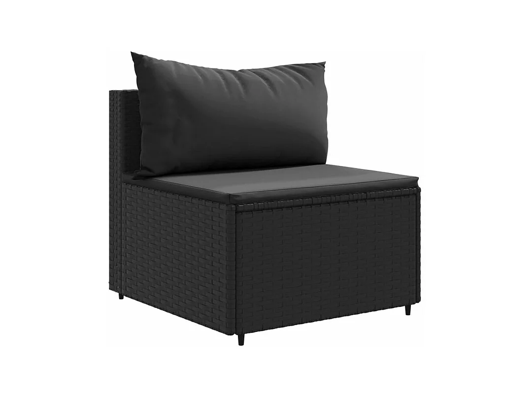 Salon de jardin 4 pcs avec coussins Noir Résine tressée