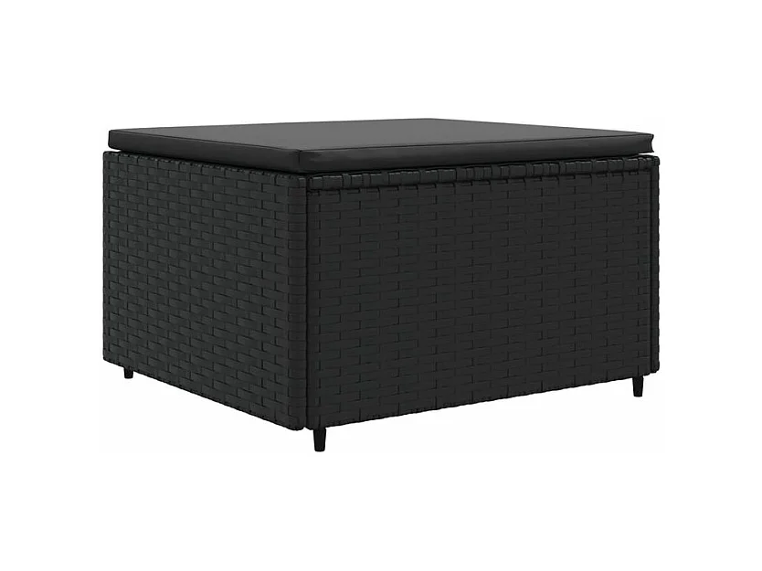 Salon de jardin 4 pcs avec coussins Noir Résine tressée