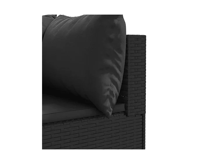 Salon de jardin 4 pcs avec coussins Noir Résine tressée