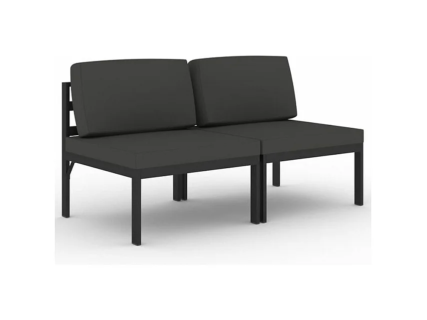 Canapé de jardin 2 places avec coussins Aluminium Anthracite