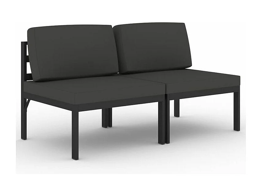 Canapé de jardin 2 places avec coussins Aluminium Anthracite