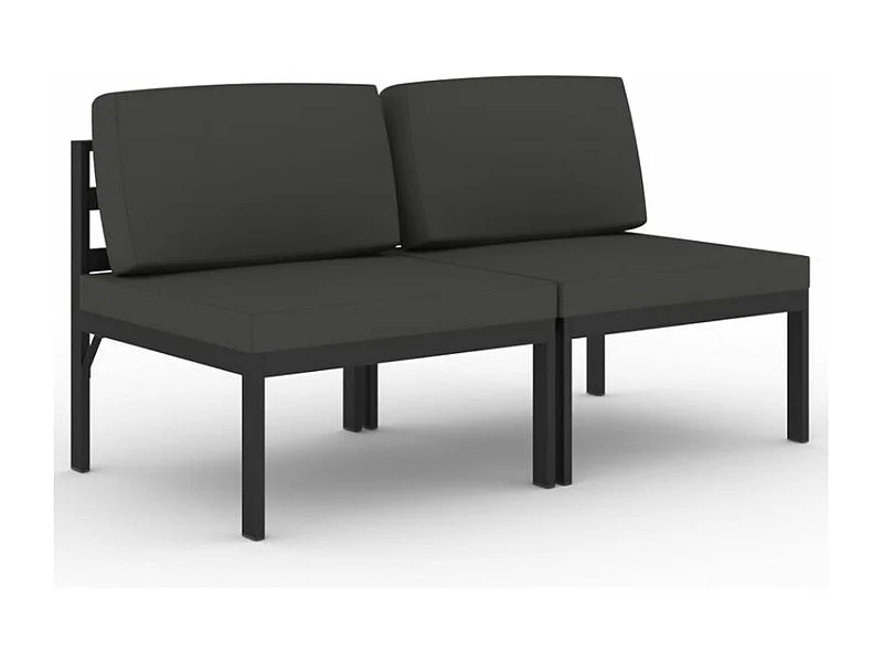 Canapé de jardin 2 places avec coussins Aluminium Anthracite