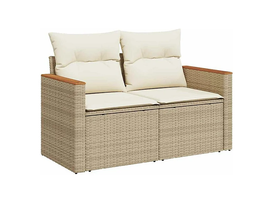 Salon de jardin avec coussins 5 pcs beige résine tressée