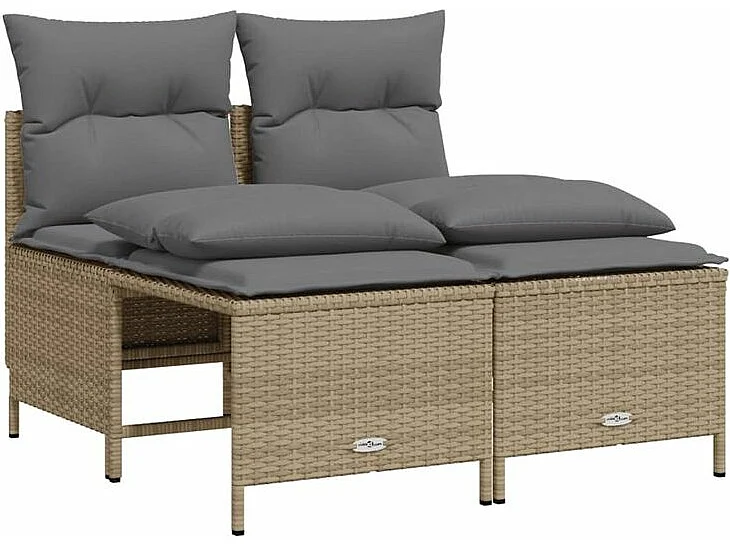 Salon de jardin avec coussins 4 pcs beige résine tressée