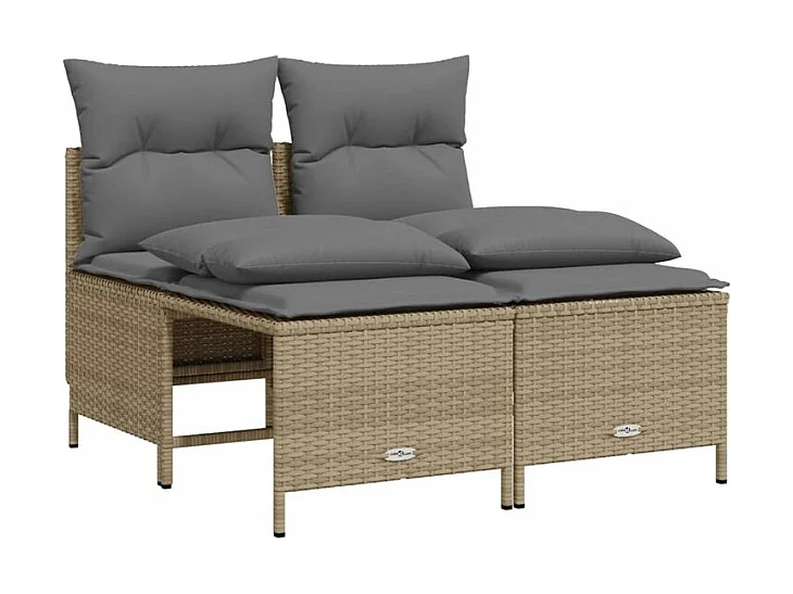 Salon de jardin avec coussins 4 pcs beige résine tressée