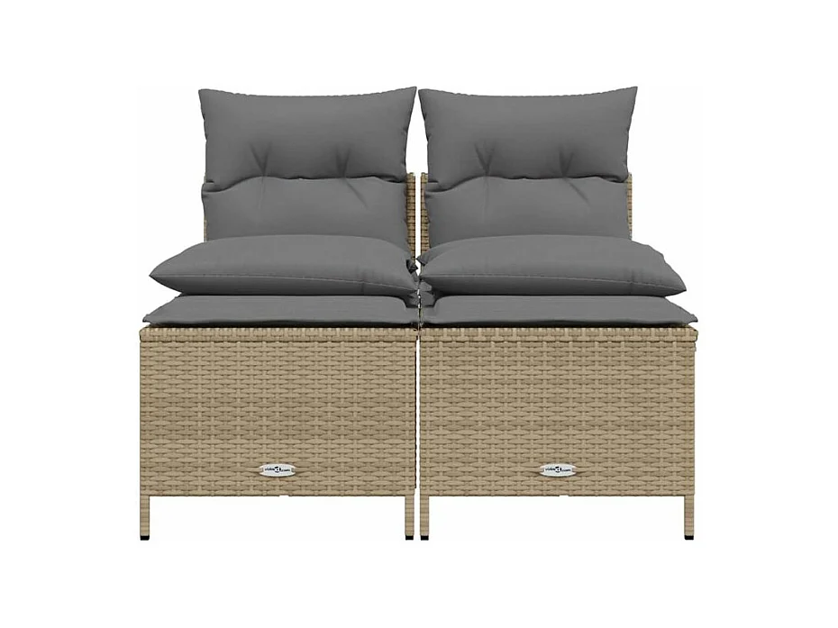 Salon de jardin avec coussins 4 pcs beige résine tressée