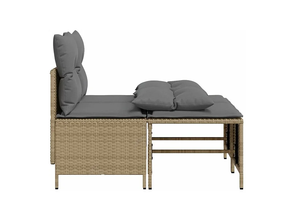 Salon de jardin avec coussins 4 pcs beige résine tressée