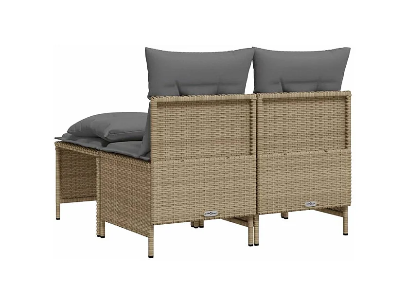 Salon de jardin avec coussins 4 pcs beige résine tressée