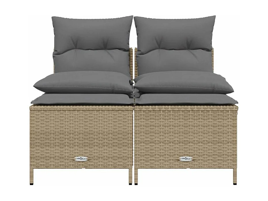 Salon de jardin avec coussins 4 pcs beige résine tressée