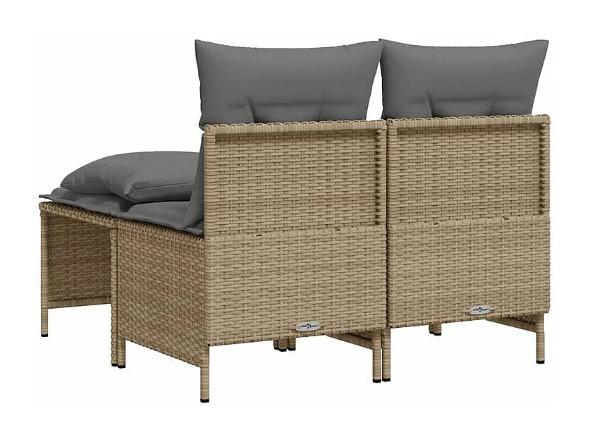 Salon de jardin avec coussins 4 pcs beige résine tressée