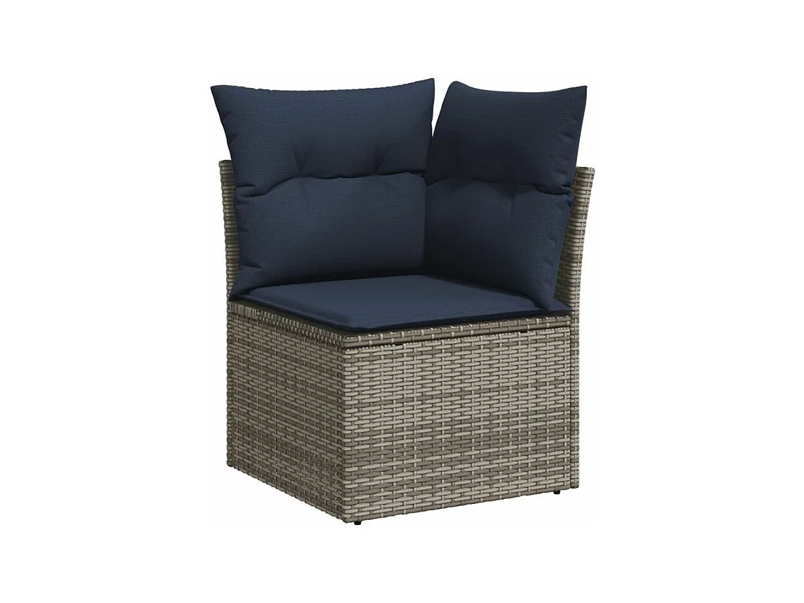 Salon de jardin 10 pcs avec coussins gris résine tressée