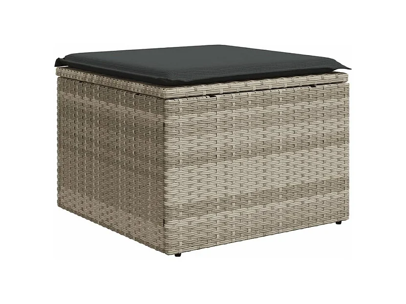 Salon de jardin 6 pcs avec coussins gris clair résine tressée