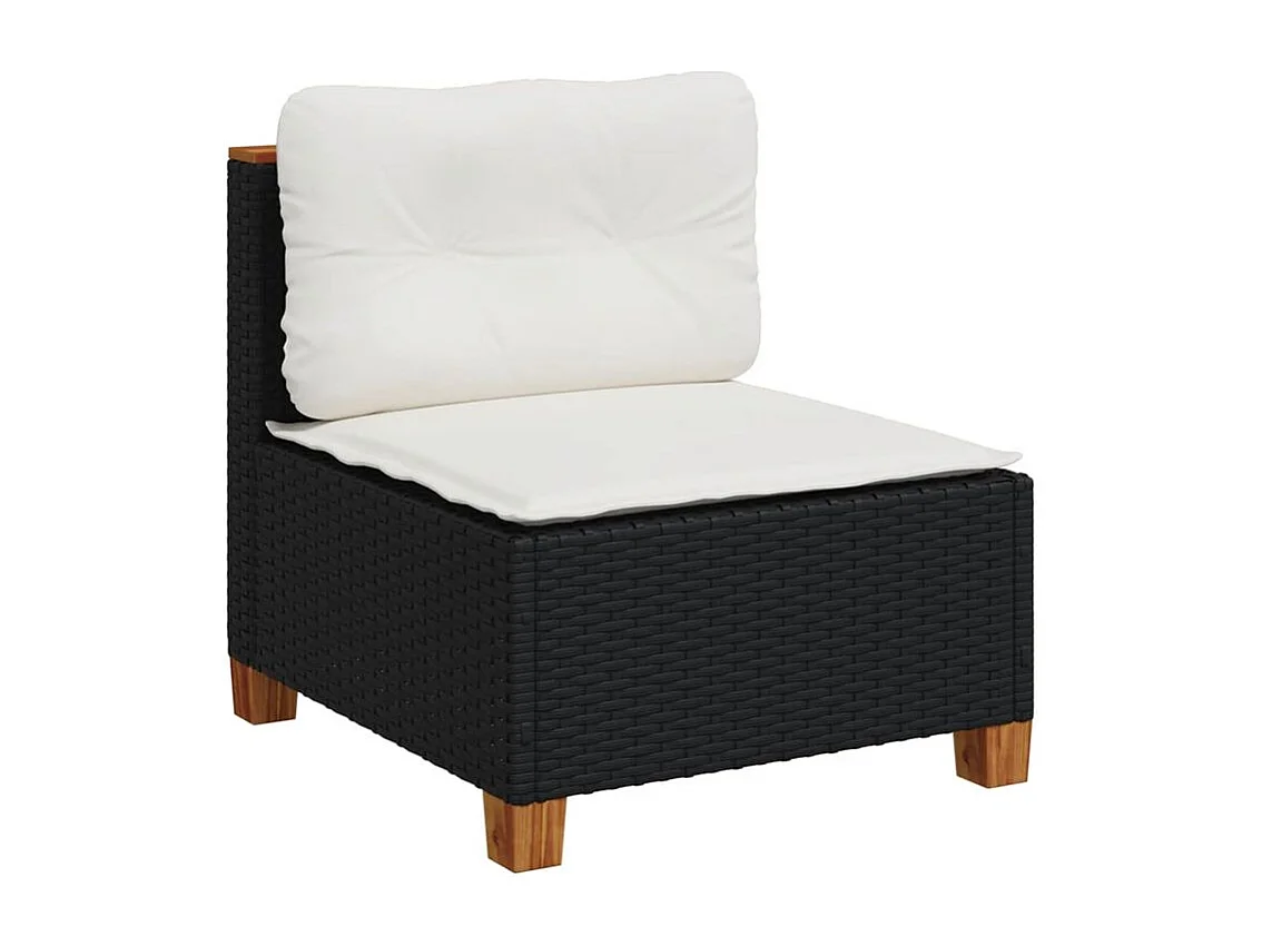 Salon de jardin 8 pcs avec coussins noir résine tressée