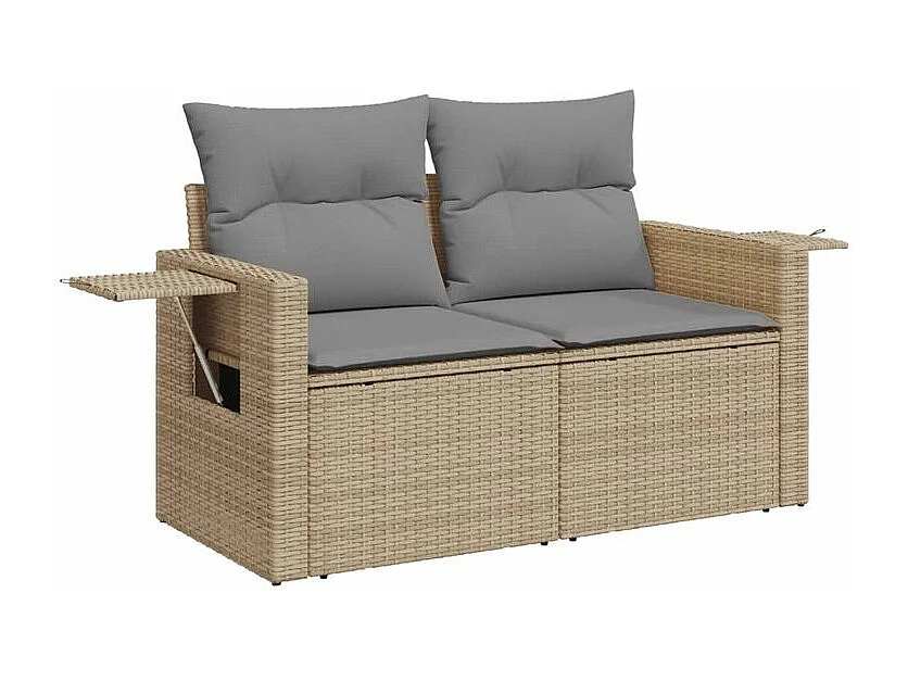 Salon de jardin avec coussins 6 pcs beige résine tressée
