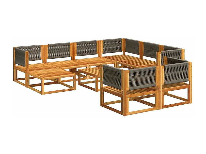 Salon de jardin avec coussins 10 pcs bois d'acacia solide