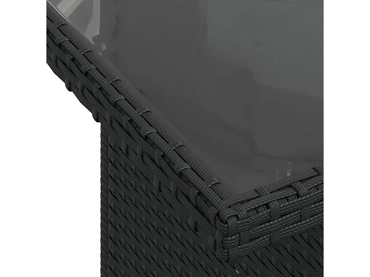 Salon de jardin 9 pcs avec coussins noir résine tressée