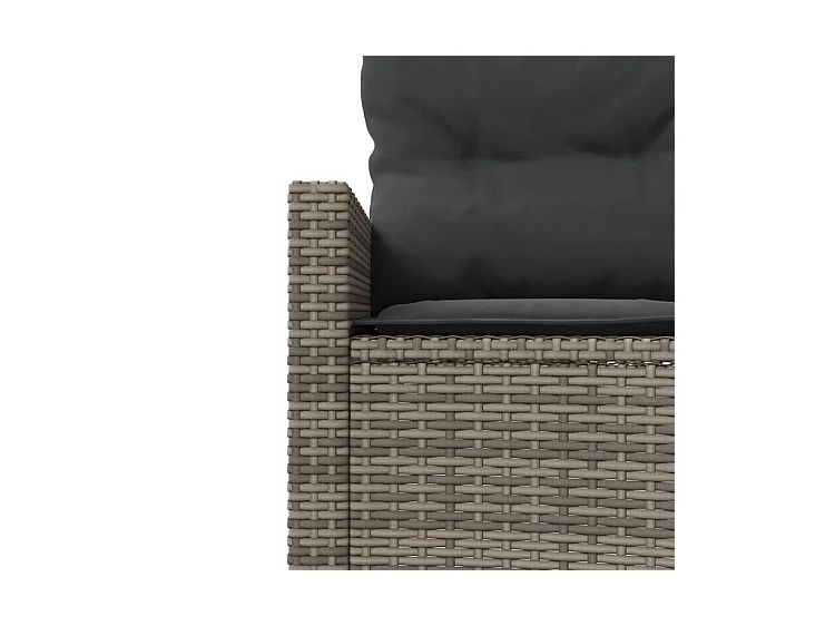 Canapé de jardin avec coussins demi-rond gris résine tressée