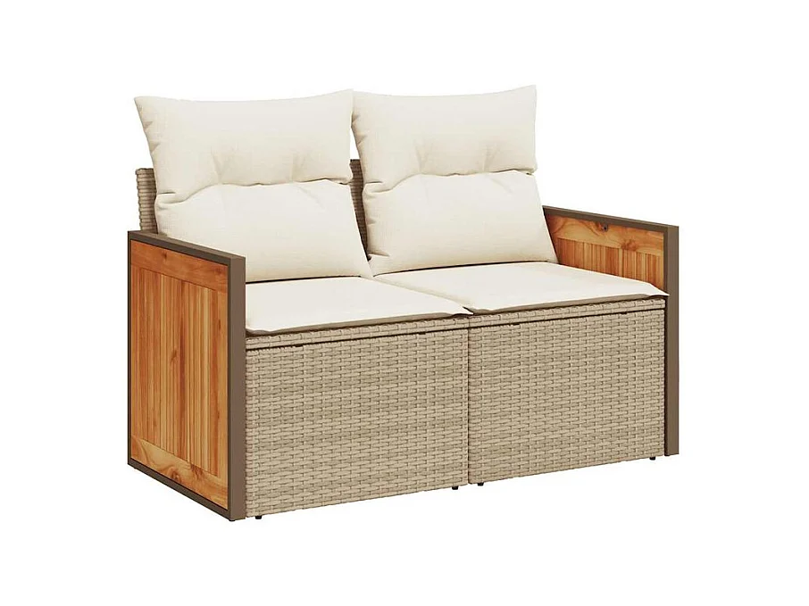 Salon de jardin avec coussins 6 pcs beige résine tressée