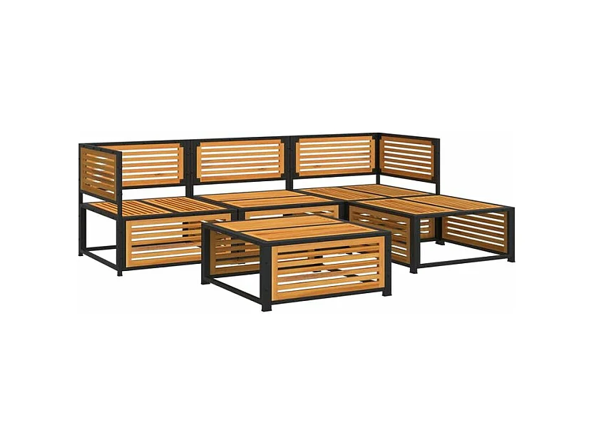 Salon de jardin avec coussins 5 pcs Bois d'acacia solide