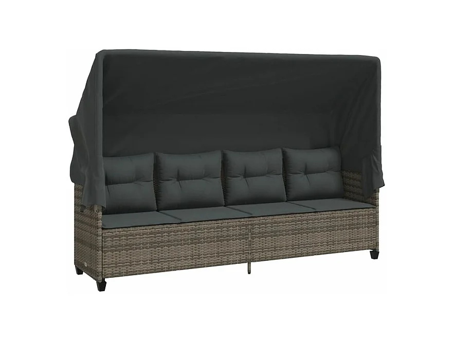 Salon de jardin 5 pcs avec coussins gris résine tressée