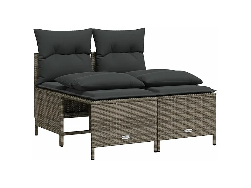 Salon de jardin 5 pcs avec coussins gris résine tressée