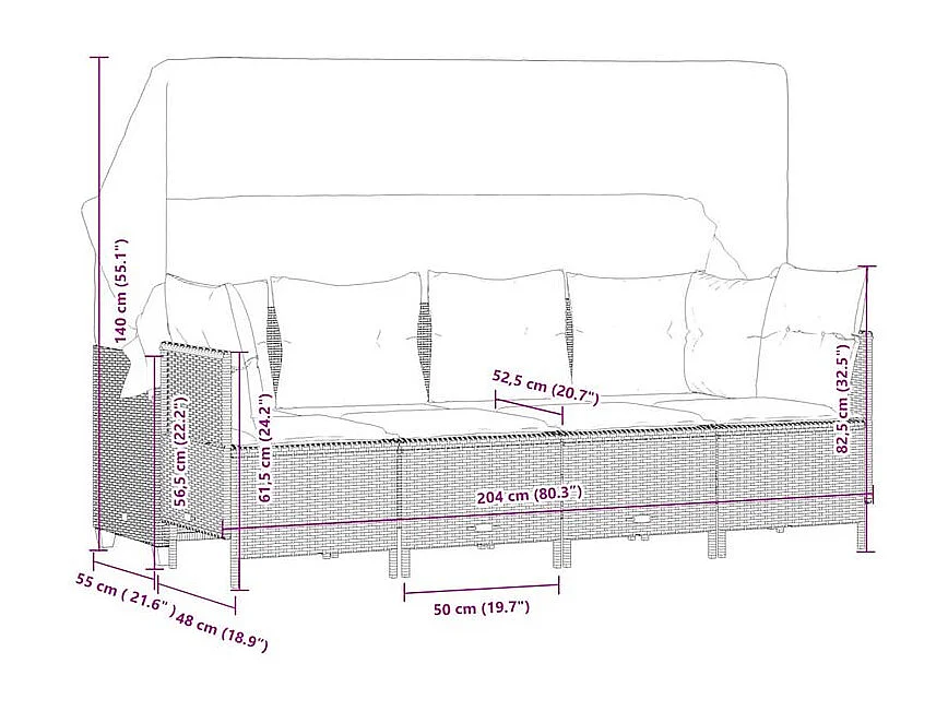 Salon de jardin 5 pcs avec coussins gris résine tressée