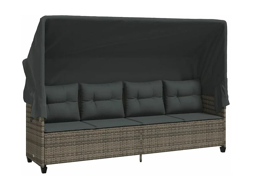 Salon de jardin 5 pcs avec coussins gris résine tressée