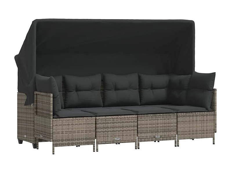 Salon de jardin 5 pcs avec coussins gris résine tressée