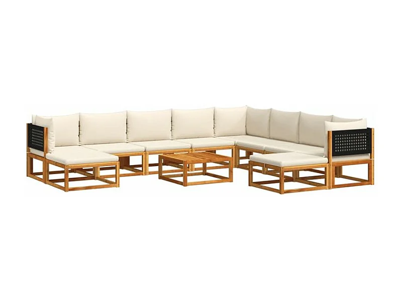 Salon de jardin avec coussins 11 pcs bois massif d'acacia
