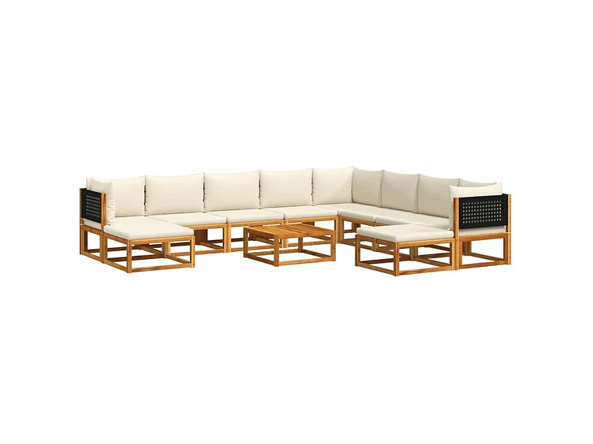 Salon de jardin avec coussins 11 pcs bois massif d'acacia