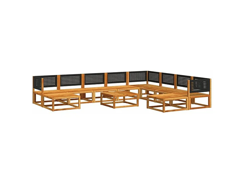 Salon de jardin avec coussins 11 pcs bois massif d'acacia