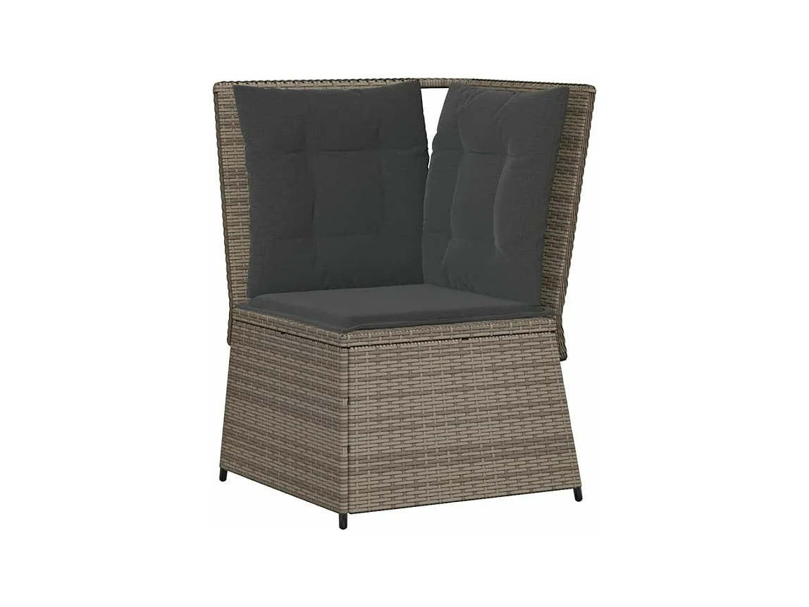 Canapé d'angle de jardin avec coussins gris résine tressée