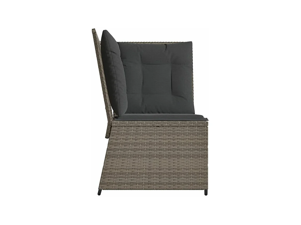 Canapé d'angle de jardin avec coussins gris résine tressée