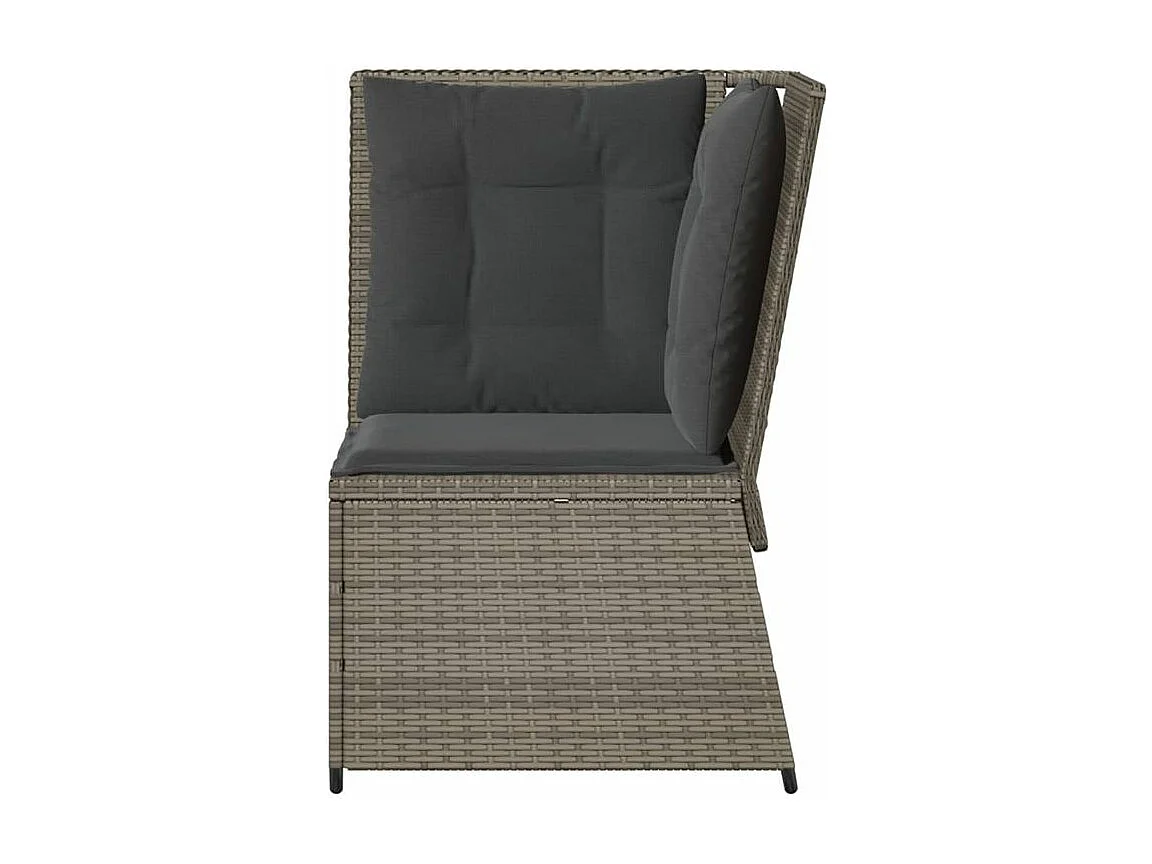 Canapé d'angle de jardin avec coussins gris résine tressée