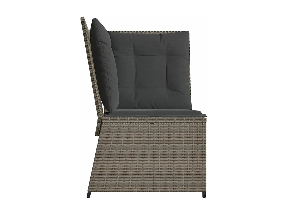 Canapé d'angle de jardin avec coussins gris résine tressée