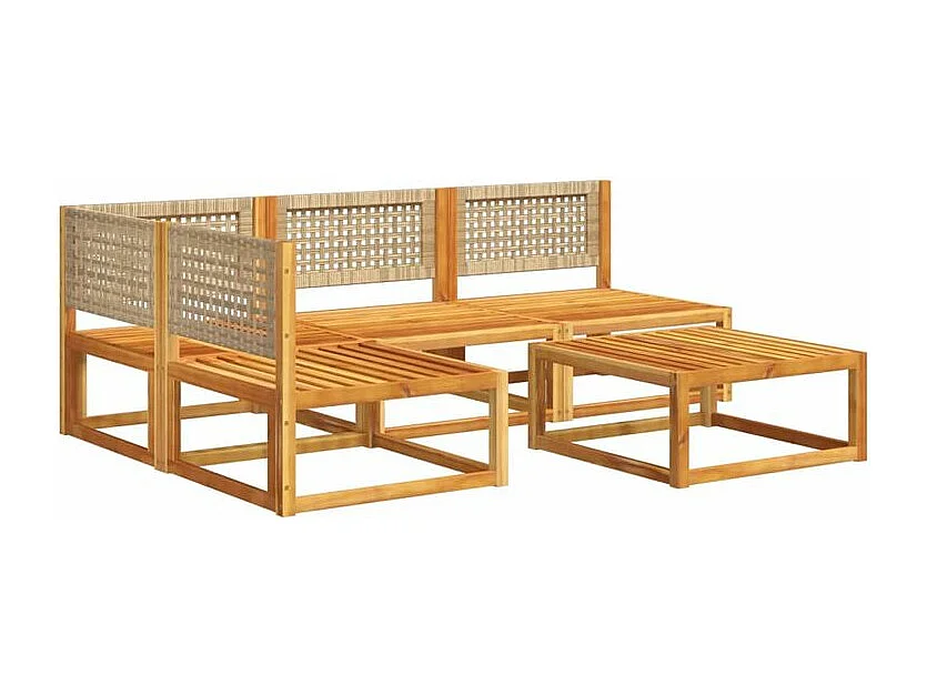 Salon de jardin avec coussins 5 pcs Bois d'acacia solide