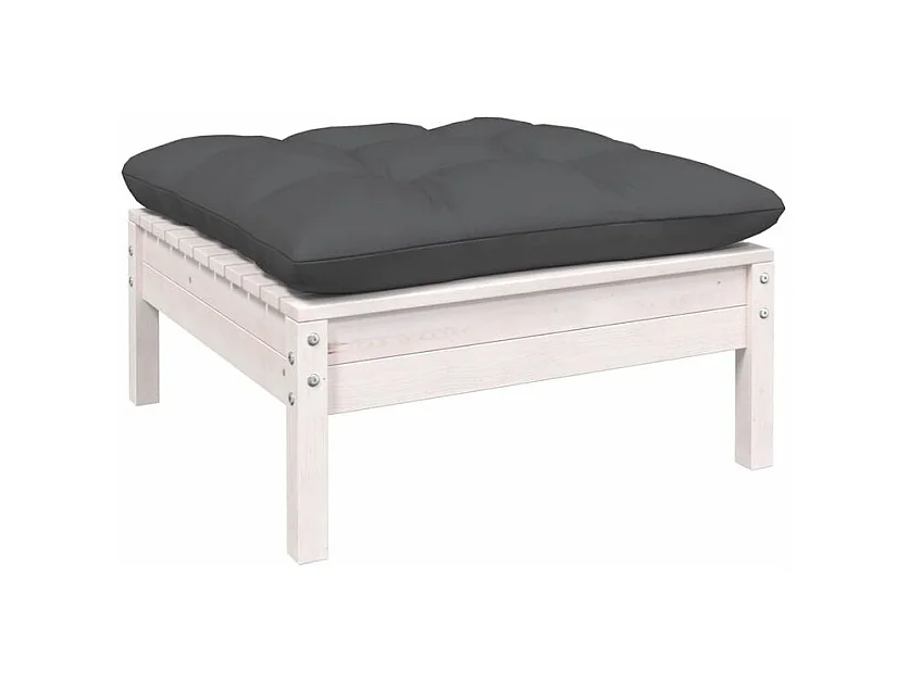 Salon de jardin 10 pcs avec coussins blanc bois de pin solide