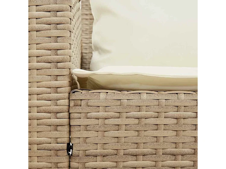 Canapé de jardin avec coussins beige résine tressée