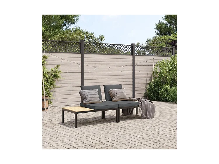 Salon de jardin 2 pcs avec coussins noir aluminium
