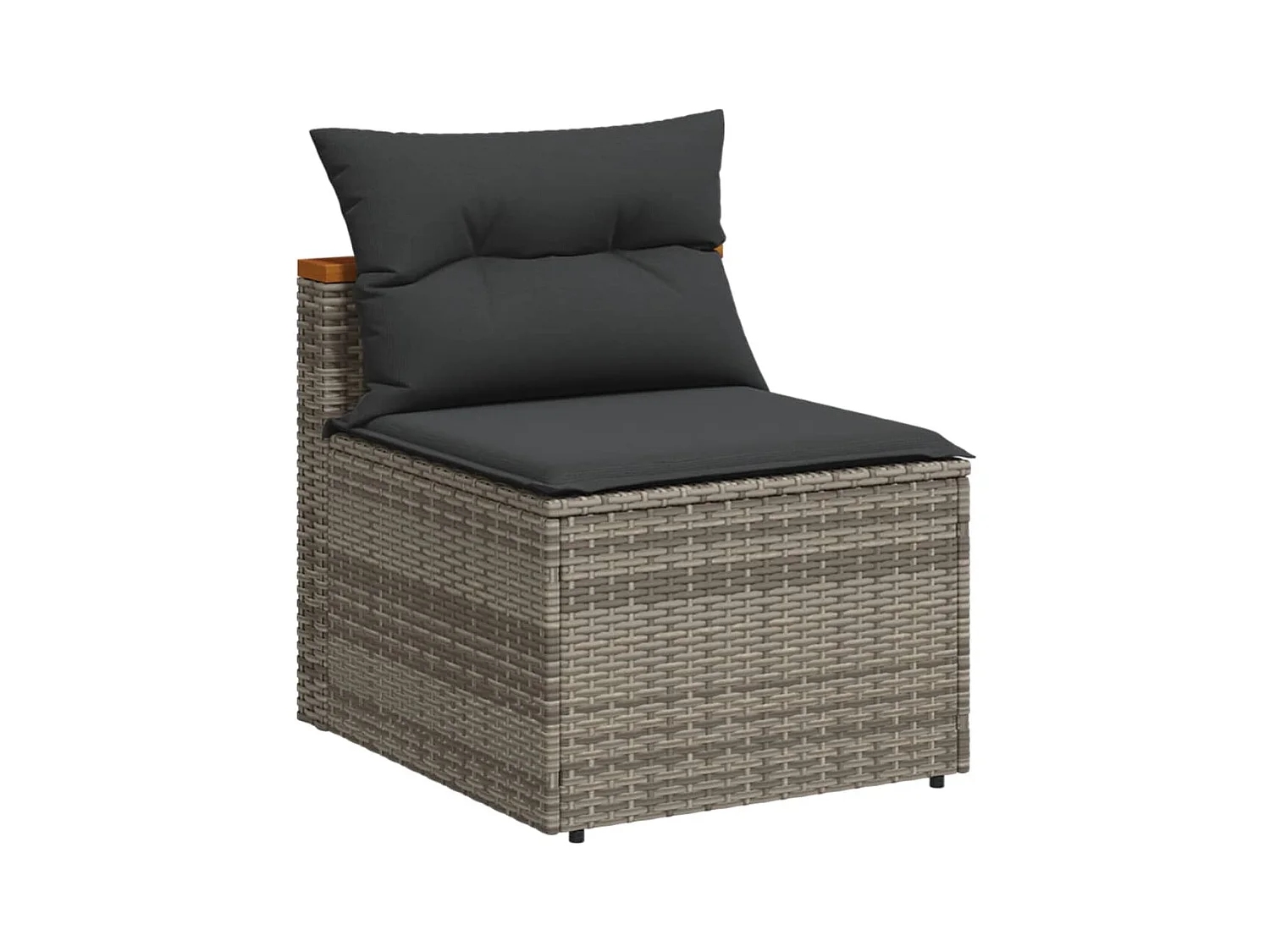 Salon de jardin 5 pcs avec coussins gris résine tressée acacia