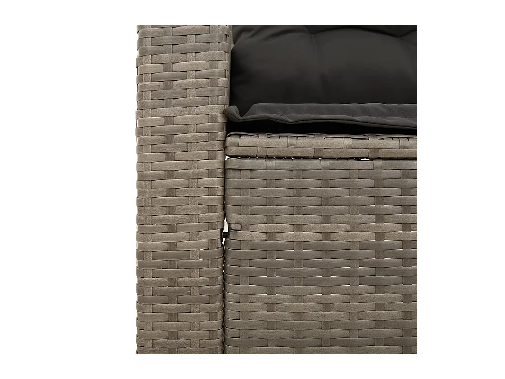 Salon de jardin 5 pcs avec coussins gris résine tressée acacia