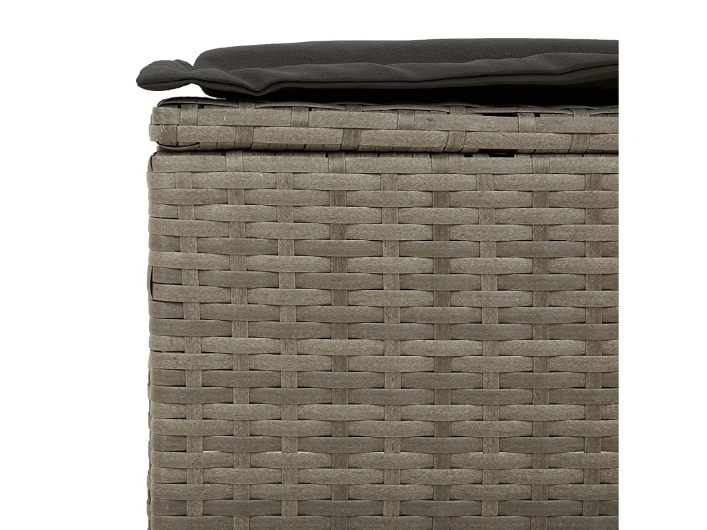 Salon de jardin 5 pcs avec coussins gris résine tressée acacia