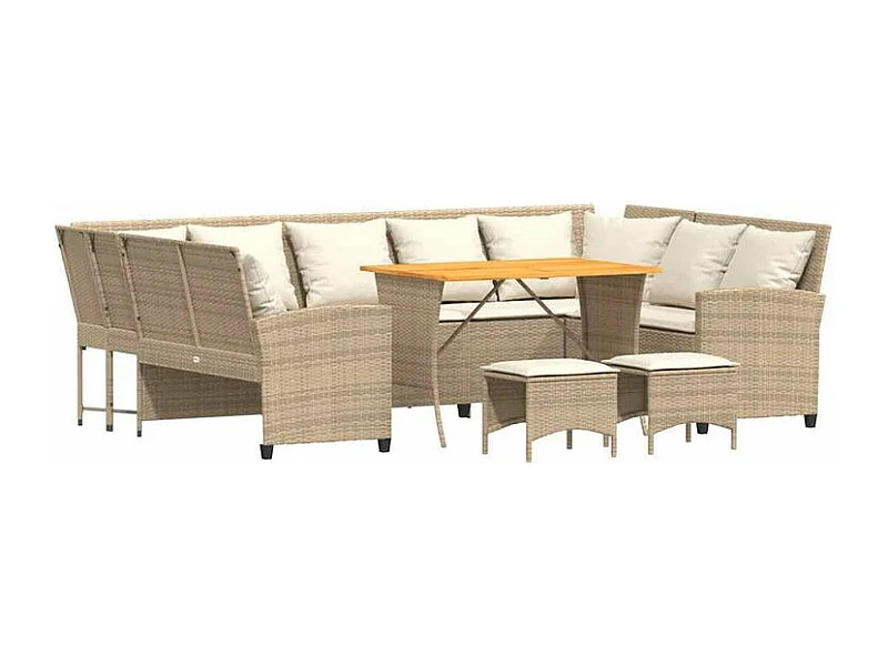Salon de jardin avec coussins 4 pcs beige résine tressée
